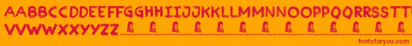 Czcionka Charcoal – czerwone czcionki na pomarańczowym tle