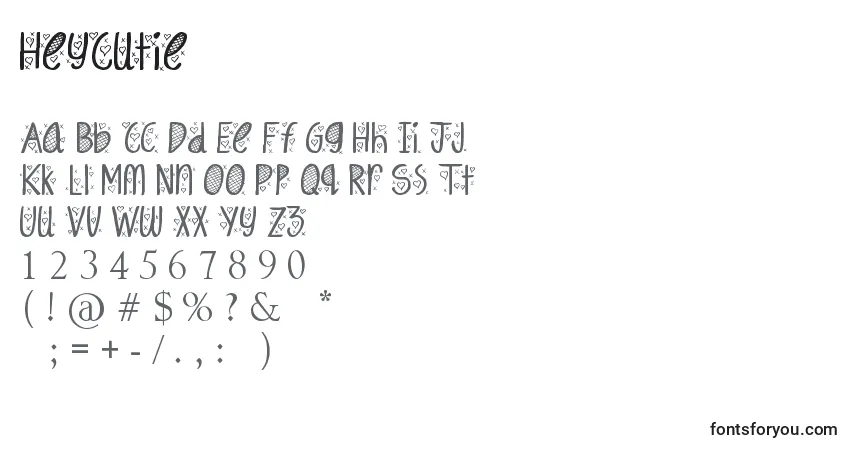 A fonte HeyCutie – alfabeto, números, caracteres especiais