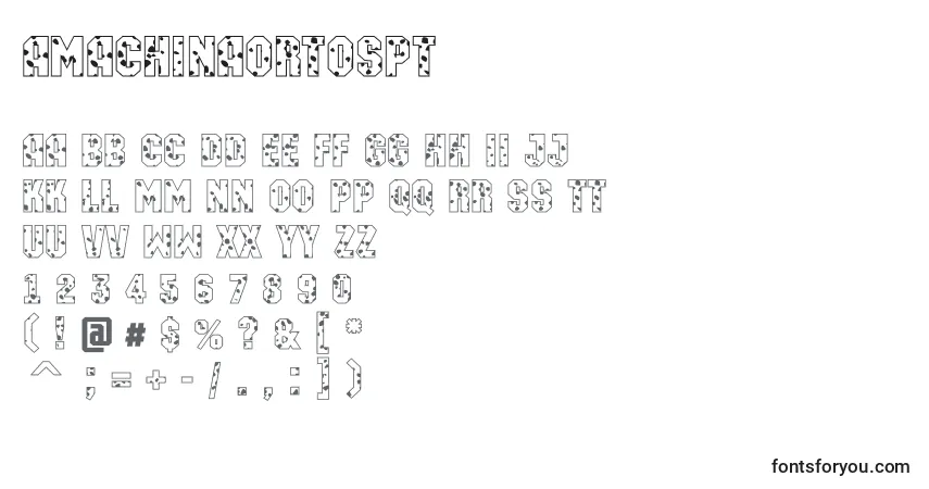 A fonte AMachinaortospt – alfabeto, números, caracteres especiais
