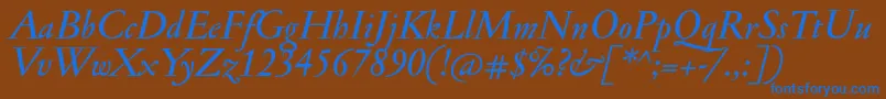 JannonmedItalic Font – Blue Fonts on Brown Background