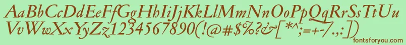 JannonmedItalic Font – Brown Fonts on Green Background