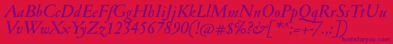 JannonmedItalic Font – Purple Fonts on Red Background