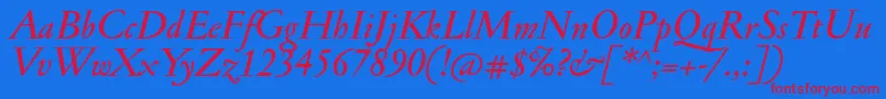 JannonmedItalic Font – Red Fonts on Blue Background