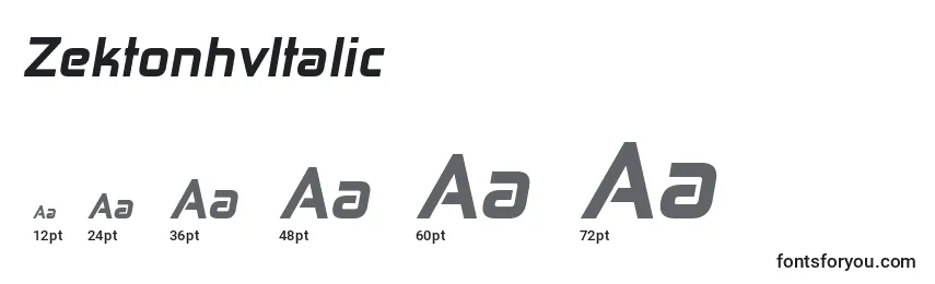 Размеры шрифта ZektonhvItalic