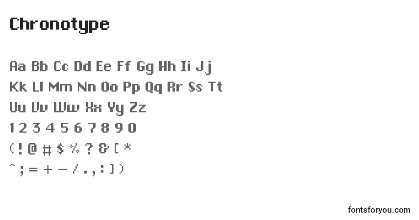 A fonte Chronotype (102376) – alfabeto, números, caracteres especiais