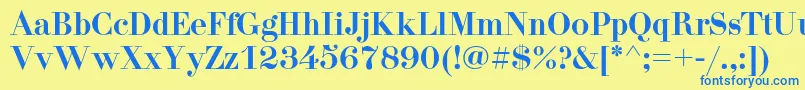 フォントDidonac – 青い文字が黄色の背景にあります。