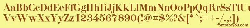 フォントDidonac – 茶色の文字が黄色の背景にあります。