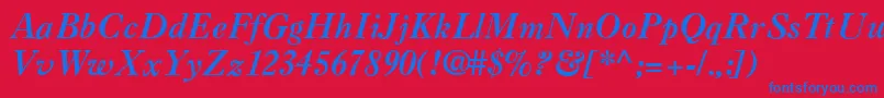 CasqueBoldItalic Font – Blue Fonts on Red Background