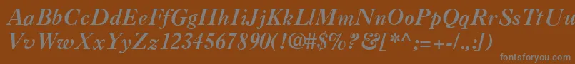 CasqueBoldItalic-fontti – harmaat kirjasimet ruskealla taustalla