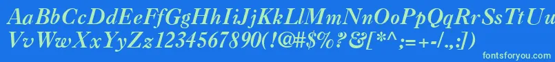 CasqueBoldItalic Font – Green Fonts on Blue Background