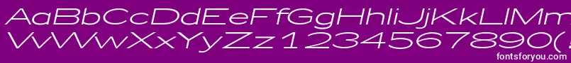 Fonte Zeppelin51Italic – fontes brancas em um fundo violeta