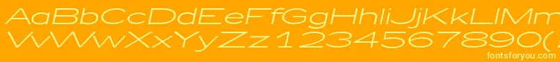 Zeppelin51Italic-Schriftart – Gelbe Schriften auf orangefarbenem Hintergrund