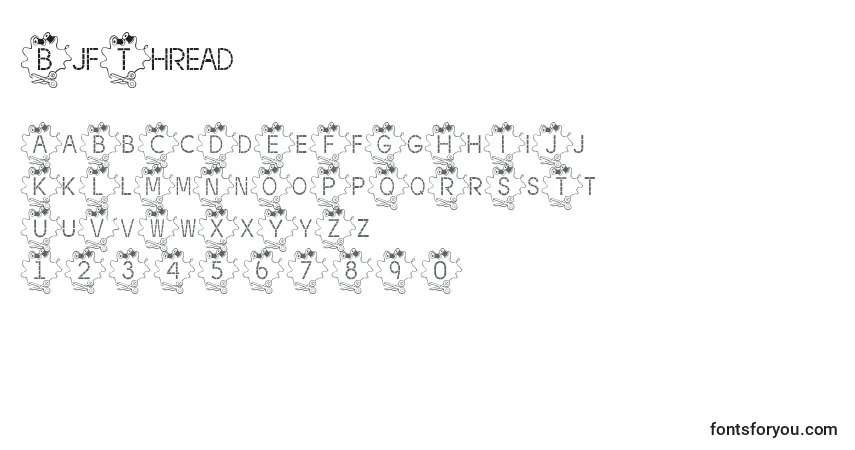 Schriftart BjfThread – Alphabet, Zahlen, spezielle Symbole