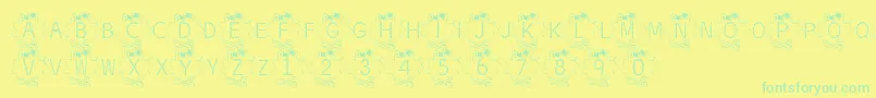 BjfThread Font – Green Fonts on Yellow Background