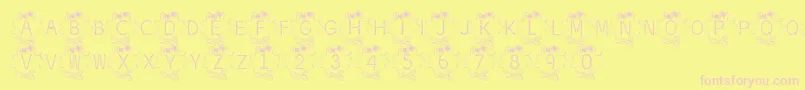フォントBjfThread – ピンクのフォント、黄色の背景