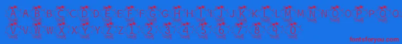 フォントBjfThread – 赤い文字の青い背景