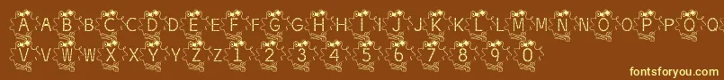 BjfThread-fontti – keltaiset fontit ruskealla taustalla