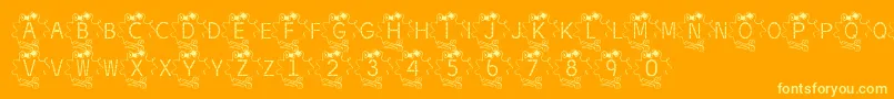 BjfThread-Schriftart – Gelbe Schriften auf orangefarbenem Hintergrund