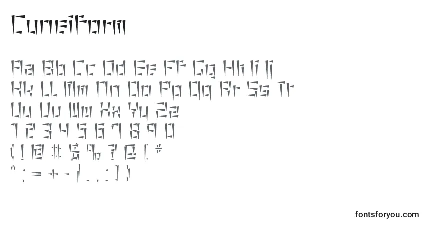 A fonte Cuneiform (102389) – alfabeto, números, caracteres especiais