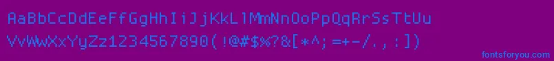 フォントProggysquarett – 紫色の背景に青い文字