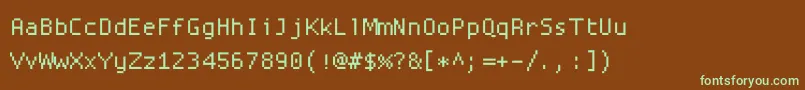 Proggysquarett-Schriftart – Grüne Schriften auf braunem Hintergrund
