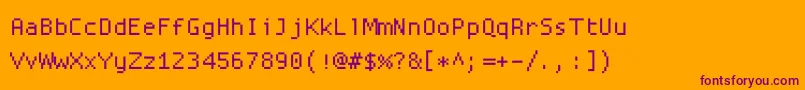 Fonte Proggysquarett – fontes roxas em um fundo laranja