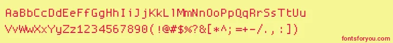 Czcionka Proggysquarett – czerwone czcionki na żółtym tle