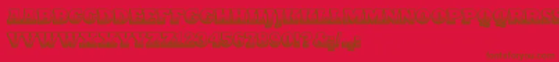 PrintOldyz Font – Brown Fonts on Red Background