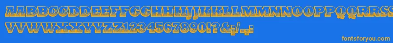 PrintOldyz Font – Orange Fonts on Blue Background