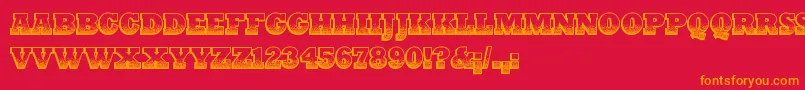 PrintOldyz Font – Orange Fonts on Red Background
