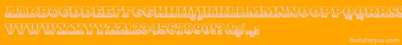 PrintOldyz-fontti – vaaleanpunaiset fontit oranssilla taustalla