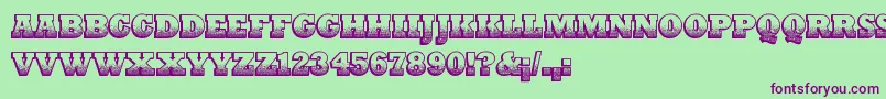 Fonte PrintOldyz – fontes roxas em um fundo verde