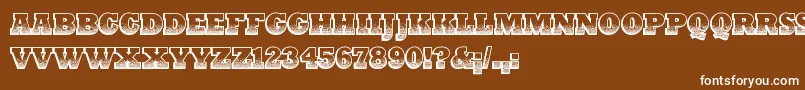 PrintOldyz-fontti – valkoiset fontit ruskealla taustalla
