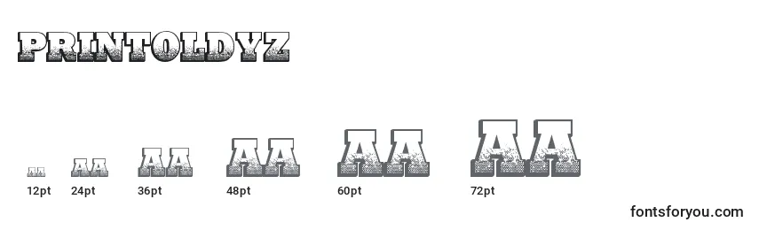 Tamaños de fuente PrintOldyz