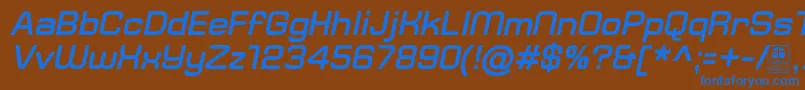 TypoSquareBoldItalicDemo Font – Blue Fonts on Brown Background