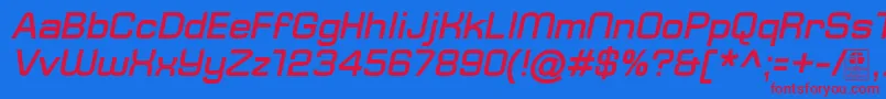TypoSquareBoldItalicDemo Font – Red Fonts on Blue Background