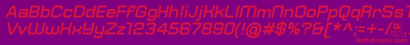 Czcionka TypoSquareBoldItalicDemo – czerwone czcionki na fioletowym tle
