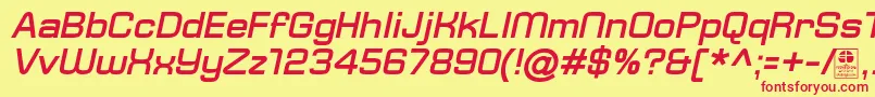 TypoSquareBoldItalicDemo Font – Red Fonts on Yellow Background