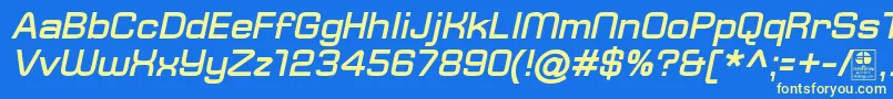 TypoSquareBoldItalicDemo Font – Yellow Fonts on Blue Background