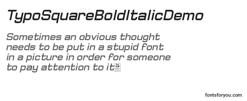 TypoSquareBoldItalicDemo-fontti
