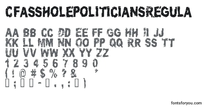 Schriftart CfassholepoliticiansRegula – Alphabet, Zahlen, spezielle Symbole