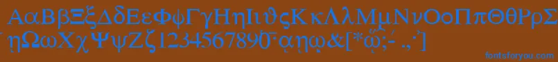 SgreekMedium Font – Blue Fonts on Brown Background
