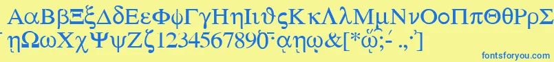 SgreekMedium Font – Blue Fonts on Yellow Background