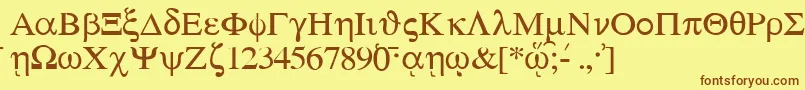 SgreekMedium Font – Brown Fonts on Yellow Background