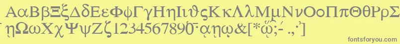 フォントSgreekMedium – 黄色の背景に灰色の文字