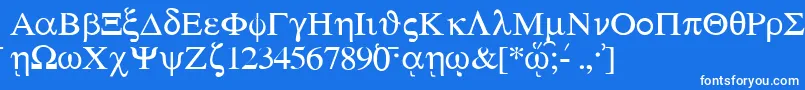 フォントSgreekMedium – 青い背景に白い文字