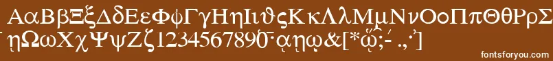 Fonte SgreekMedium – fontes brancas em um fundo marrom