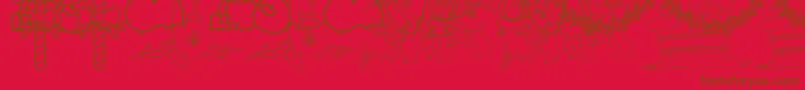 XmasCartoon-Schriftart – Braune Schriften auf rotem Hintergrund