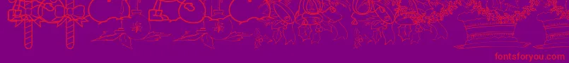 XmasCartoon-Schriftart – Rote Schriften auf violettem Hintergrund