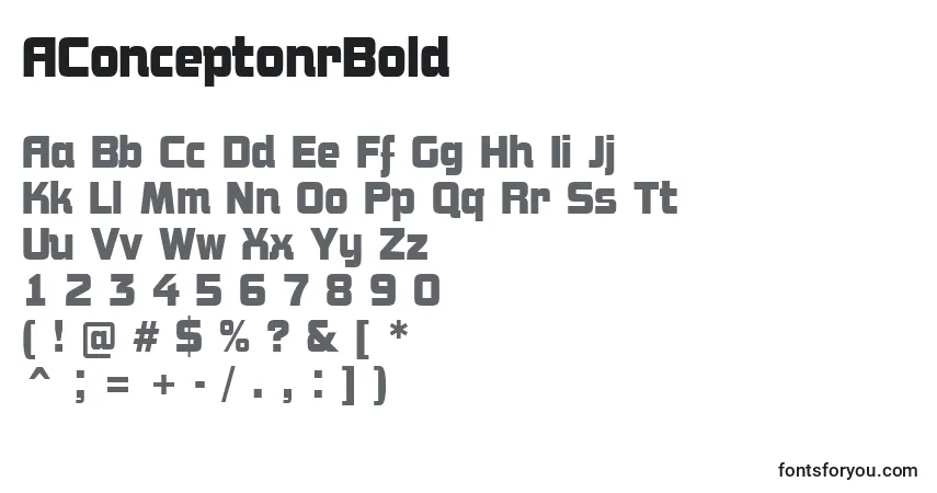 Czcionka AConceptonrBold – alfabet, cyfry, specjalne znaki